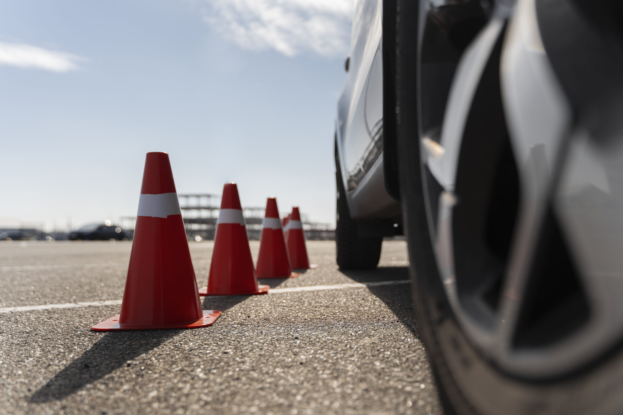 traffic cones car driving license test